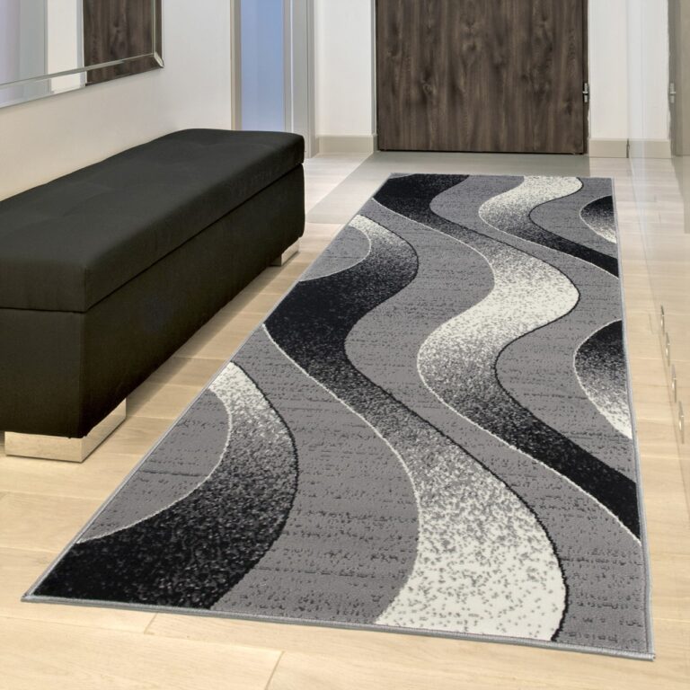 Tapis De Passage Dream Moderne Gris Clair Vagues