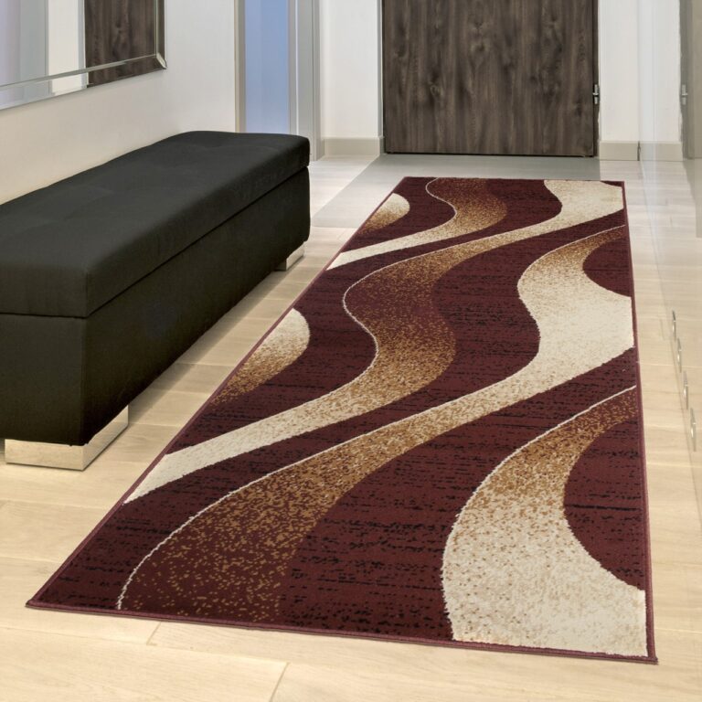 Tapis De Passage Dream Moderne Marron Foncé Crème Vagues