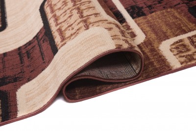 DREAM Tapis Moderne Rectangles Pierres Marron Ecru Beige Fin