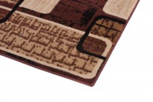 DREAM Tapis Moderne Rectangles Pierres Marron Ecru Beige Fin