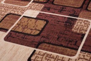 DREAM Tapis Moderne Rectangles Pierres Marron Ecru Beige Fin