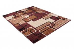DREAM Tapis Moderne Rectangles Pierres Marron Ecru Beige Fin