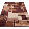 DREAM Tapis Moderne Rectangles Pierres Marron Ecru Beige Fin