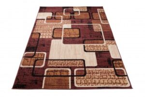 DREAM Tapis Moderne Rectangles Pierres Marron Ecru Beige Fin