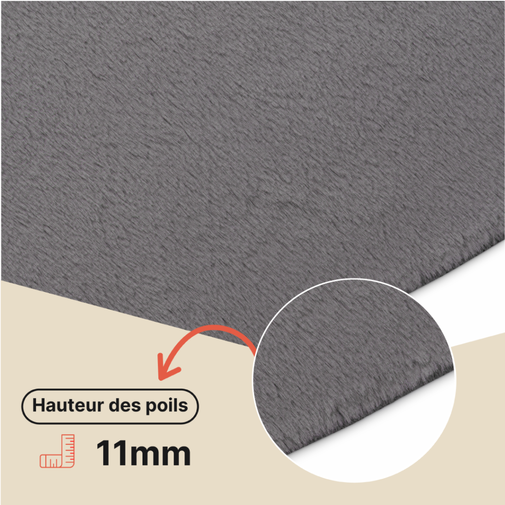 Tapis Lumi Carré Gris Foncé Antidérapant