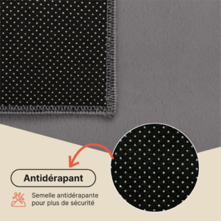 Tapis Lumi Carré Gris Foncé Antidérapant