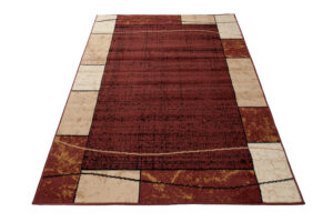 DREAM Tapis Moderne Carreaux Rectangles Marron Foncé Beige Fin