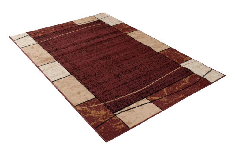 DREAM Tapis Moderne Carreaux Rectangles Marron Foncé Beige Fin