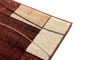 DREAM Tapis Moderne Carreaux Rectangles Marron Foncé Beige Fin