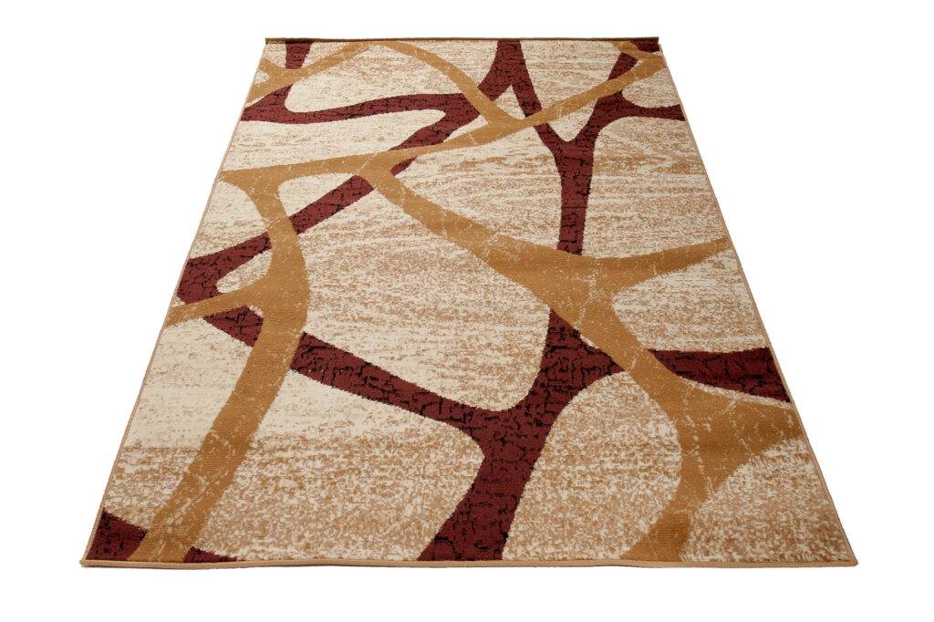 DREAM Tapis Moderne Pierres Rayures Beige Marron Fin