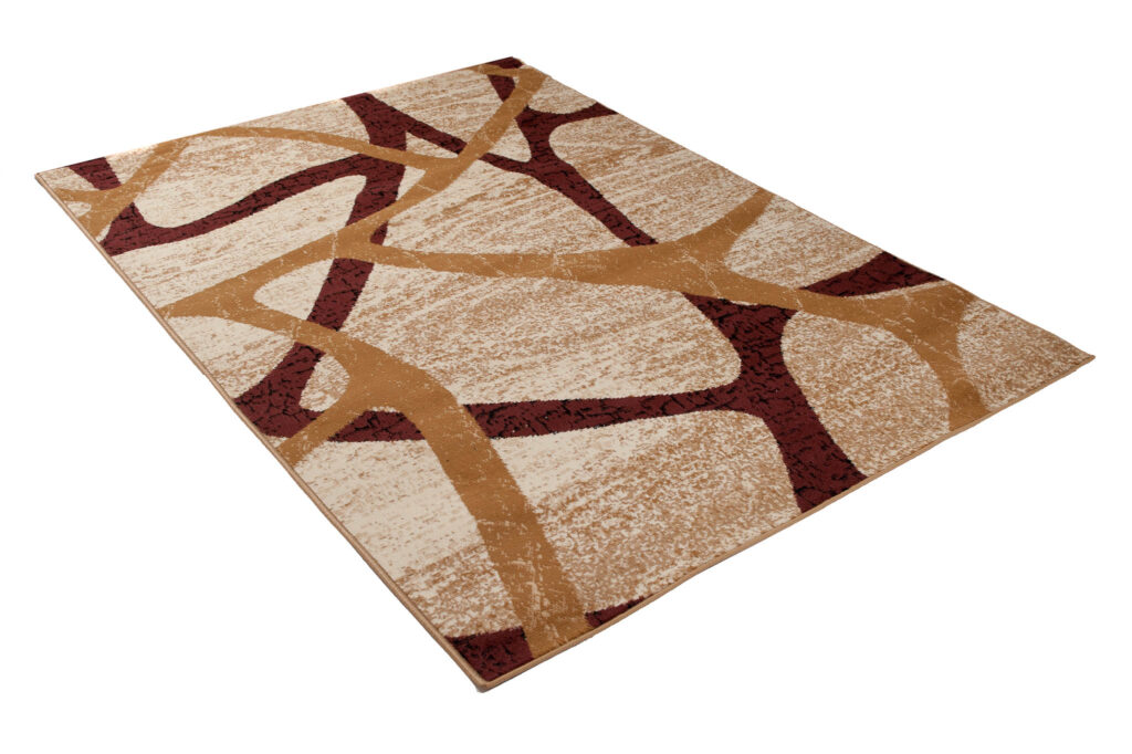 DREAM Tapis Moderne Pierres Rayures Beige Marron Fin