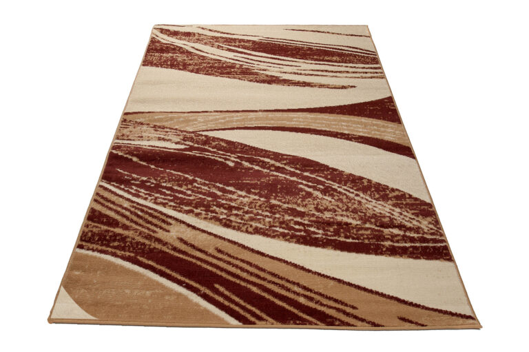 DREAM Tapis Moderne Abstrait Vagues Marron Beige Poil Court