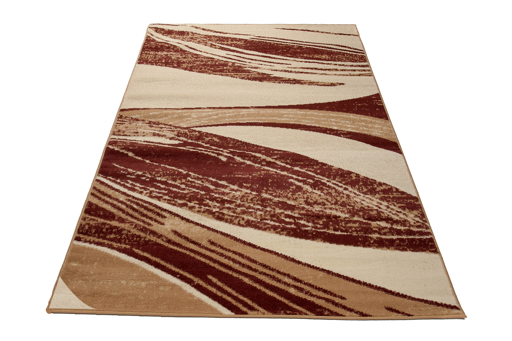 DREAM Tapis Moderne Abstrait Vagues Marron Beige Poil Court