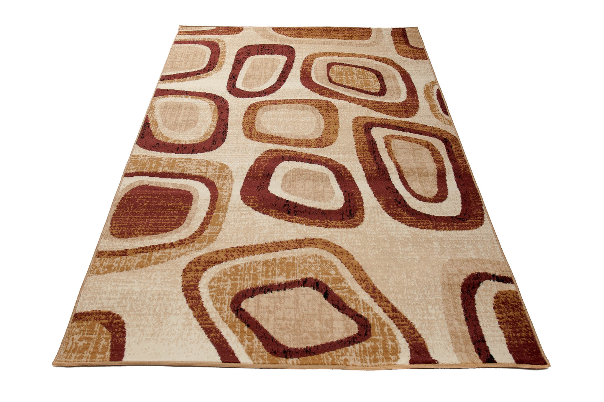 DREAM Tapis Moderne Géométrique Pierres Beige Marron Fin