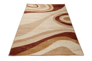 DREAM Tapis Moderne Abstrait Ondes Beige Ecru Marron Fin