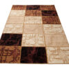 DREAM Tapis Moderne Géométrique Carreaux Marron Beige Moutarde Fin