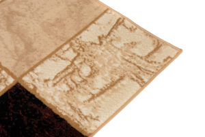 DREAM Tapis Moderne Géométrique Carreaux Marron Beige Moutarde Fin