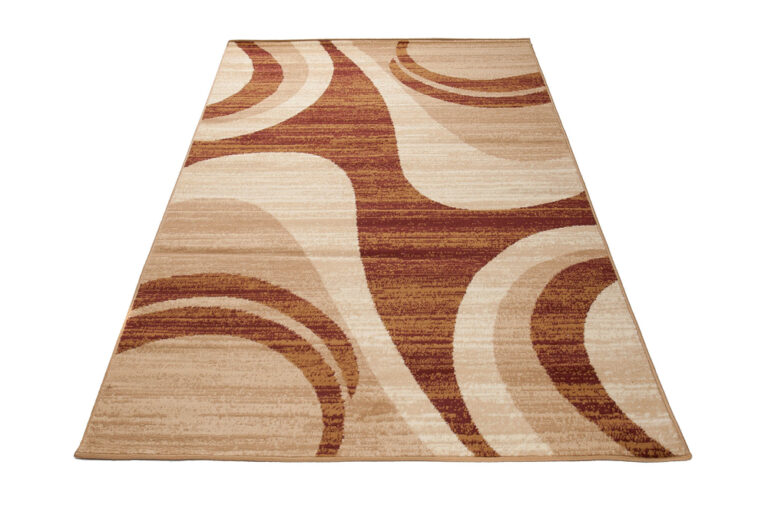 DREAM Tapis Moderne Abstrait Vagues Beige Marron Fin