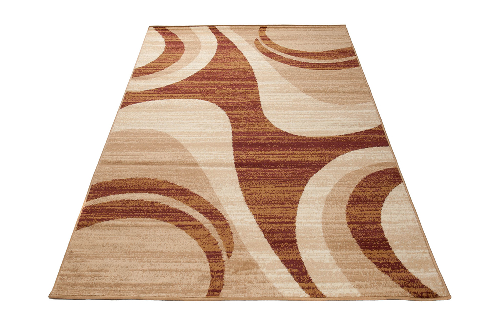 DREAM Tapis Moderne Abstrait Vagues Beige Marron Fin