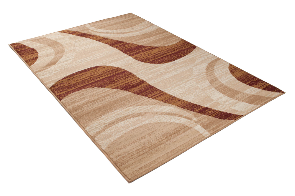 DREAM Tapis Moderne Abstrait OndesEcru Beige Marron Fin