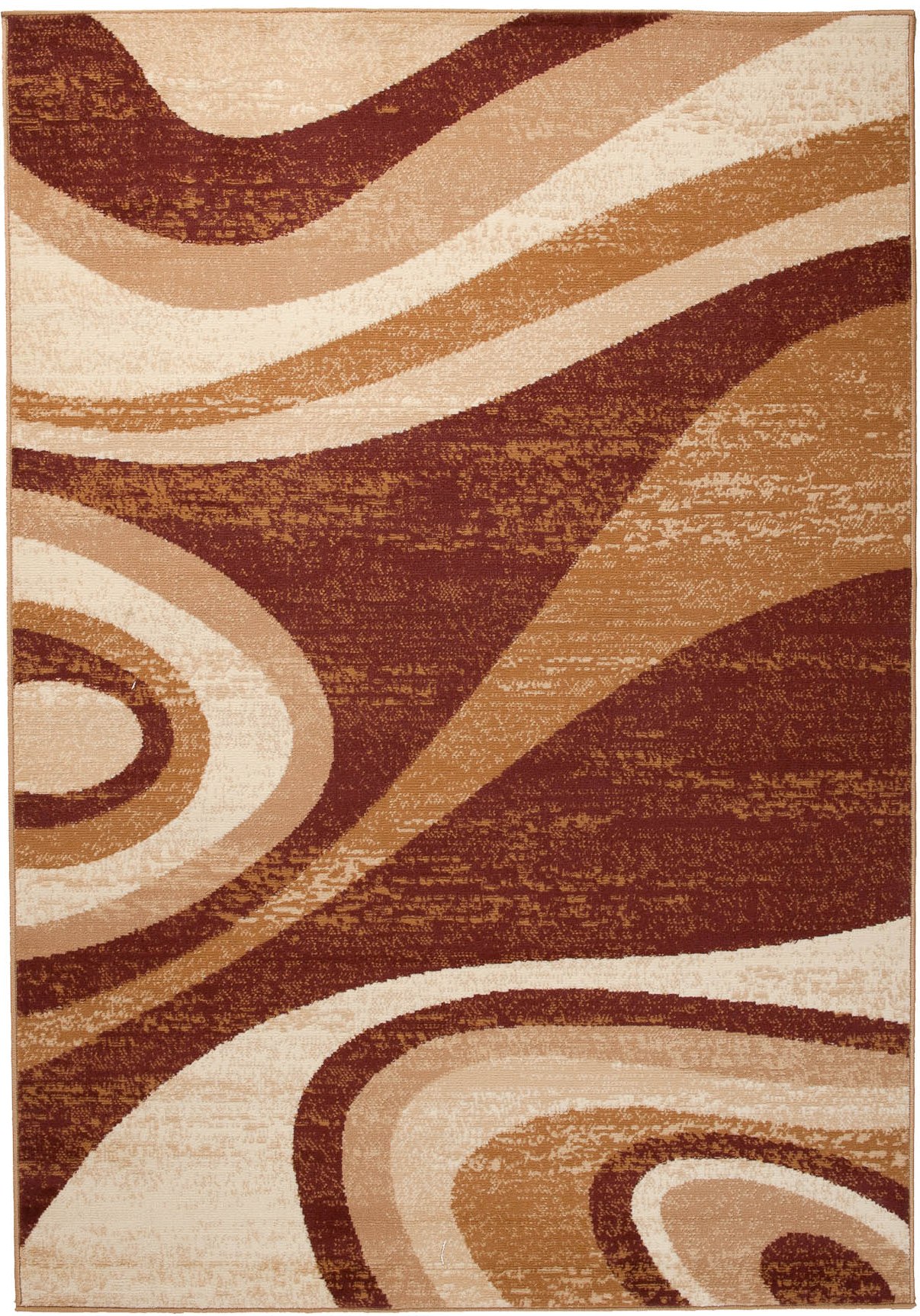 DREAM Tapis Moderne Abstrait Vagues Marron Beige Fin