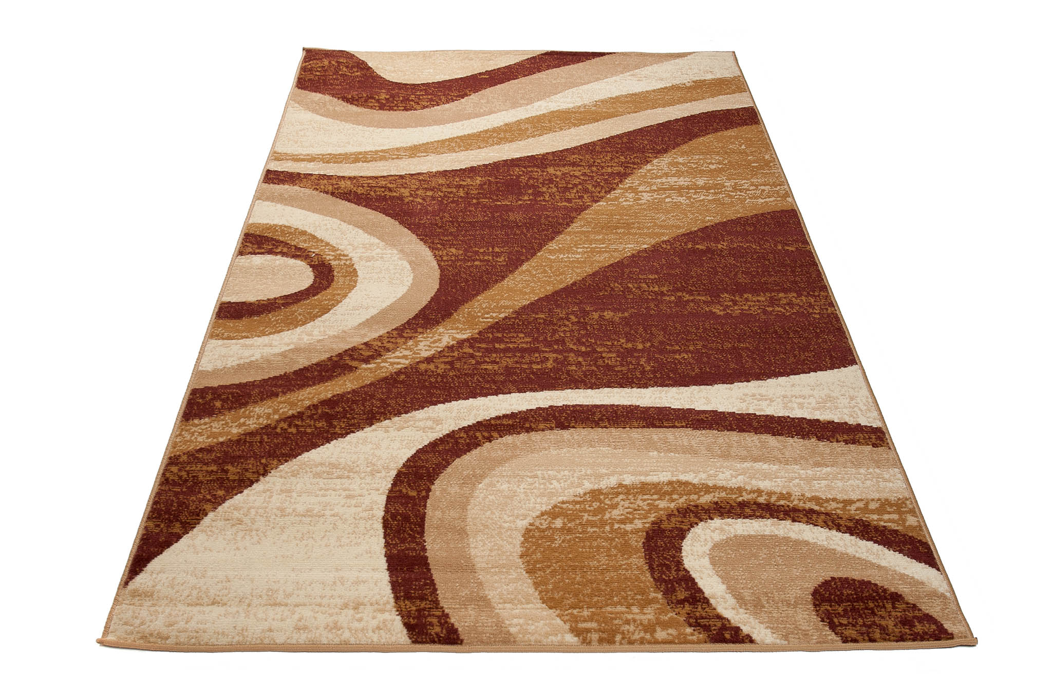 DREAM Tapis Moderne Abstrait Vagues Marron Beige Fin