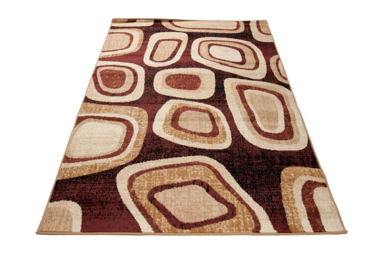 DREAM Tapis Moderne Géométrique Pierres Marron Beige Crème Fin