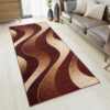 Tapis De Passage Dream Moderne Marron Foncé Crème Vagues