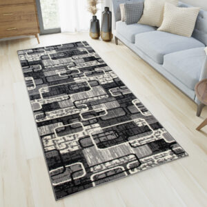 Tapis De Passage Dream Gris Noir Géométrique Rectangles