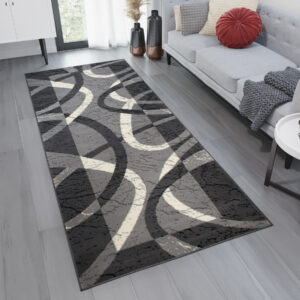 Tapis De Passage Dream Gris Blanc Cadre Cercles
