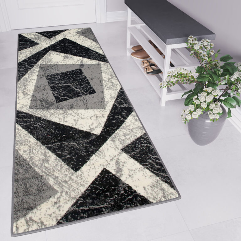 Tapis De Passage Dream Géométrique Gris Carrés