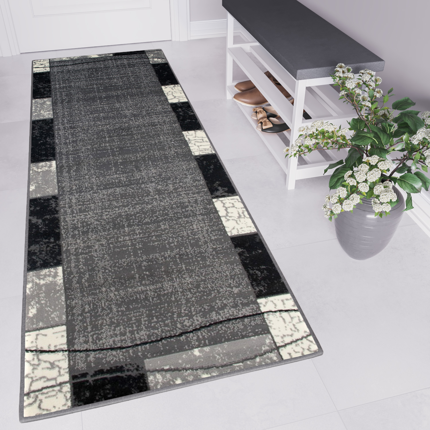 Tapis De Passage Dream Gris Géométrique Cadre