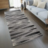 Tapis De Passage Dream Moderne Gris Noir Lignes