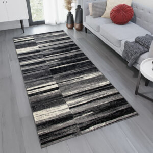 Tapis De Passage Dream Abstrait Gris Noir Lignes