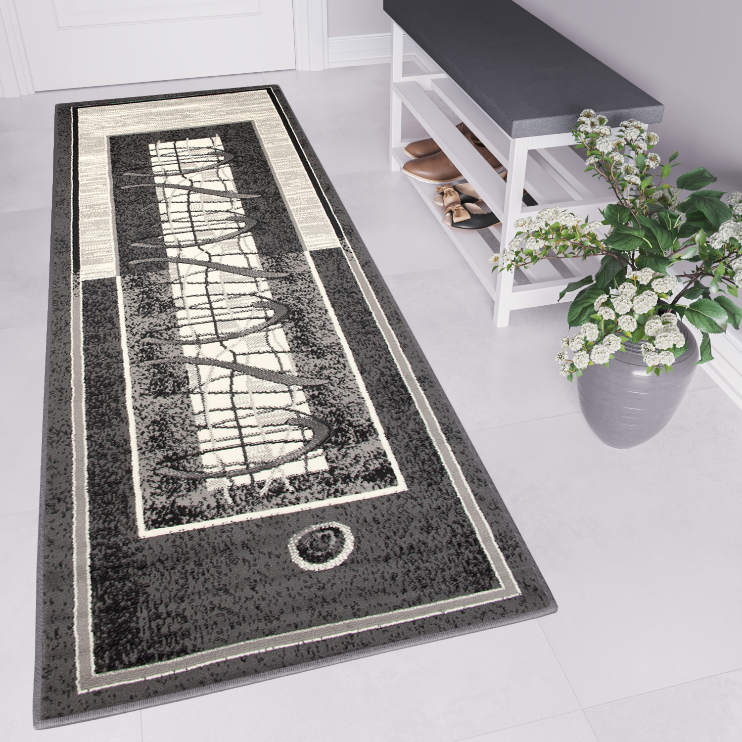 Tapis De Passage Dream Moderne Gris Géométrique