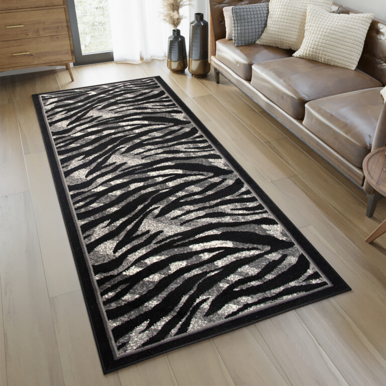 Tapis De Passage Dream Moderne Gris Noir Imprimé Animal