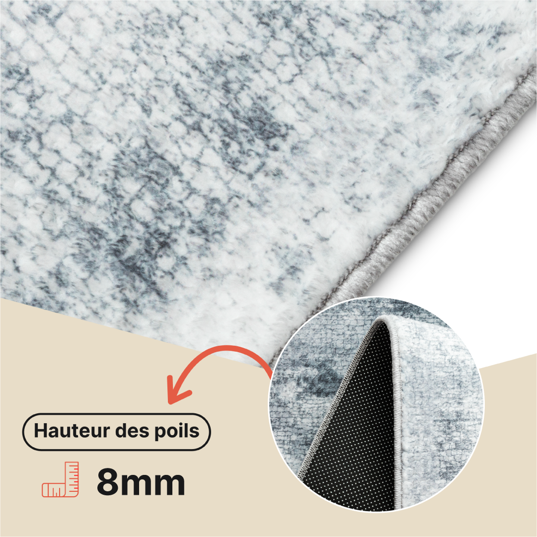 Tapis Bari Abstrait Gris Bleu Antidérapant