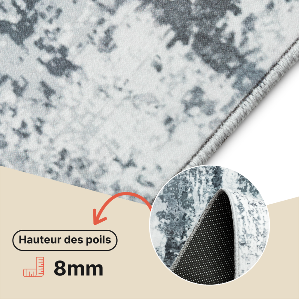 Tapis Bari Abstrait Gris Foncé Antidérapant