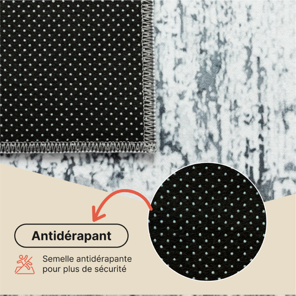 Tapis Bari Abstrait Gris Foncé Antidérapant