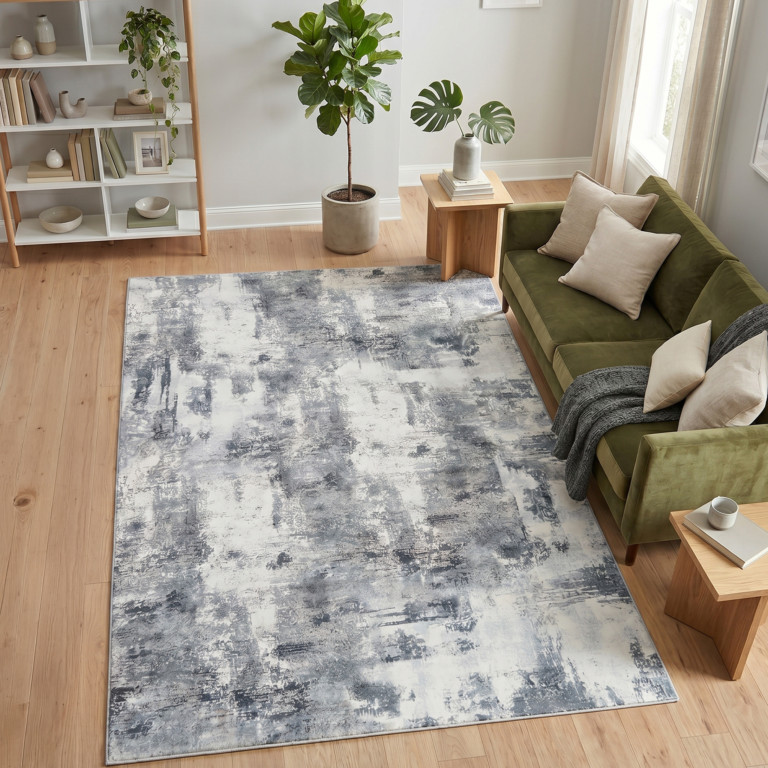 Tapis Bari Abstrait Gris Foncé Antidérapant