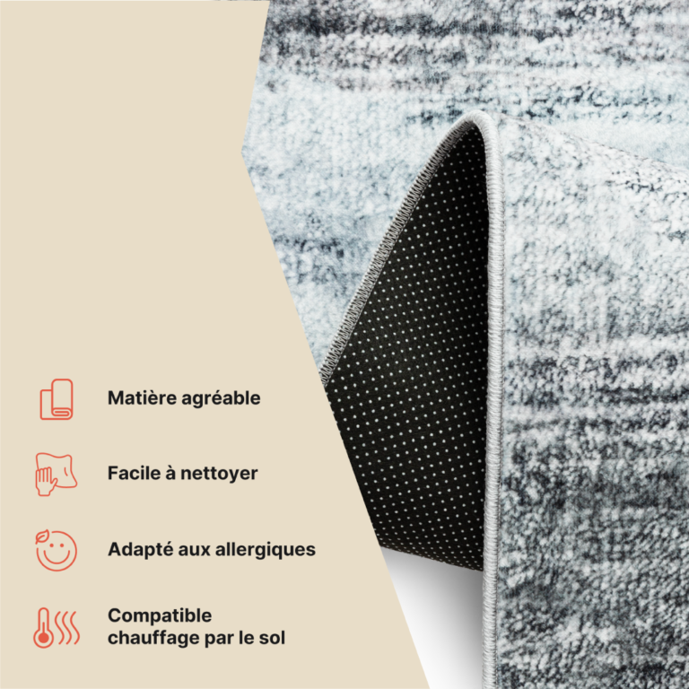 Tapis Venezia Abstrait Moderne Bleu Gris Antidérapant