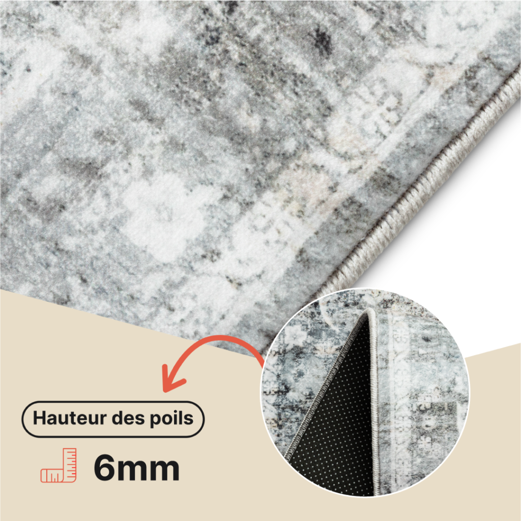 Tapis Venezia Ornement Abstrait Bleu Gris Crème Antidérapant
