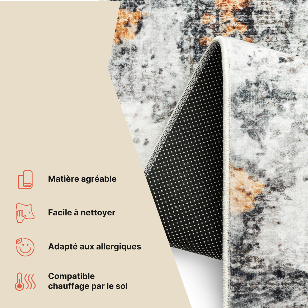 Tapis Bari Abstrait Multicolore Antidérapant