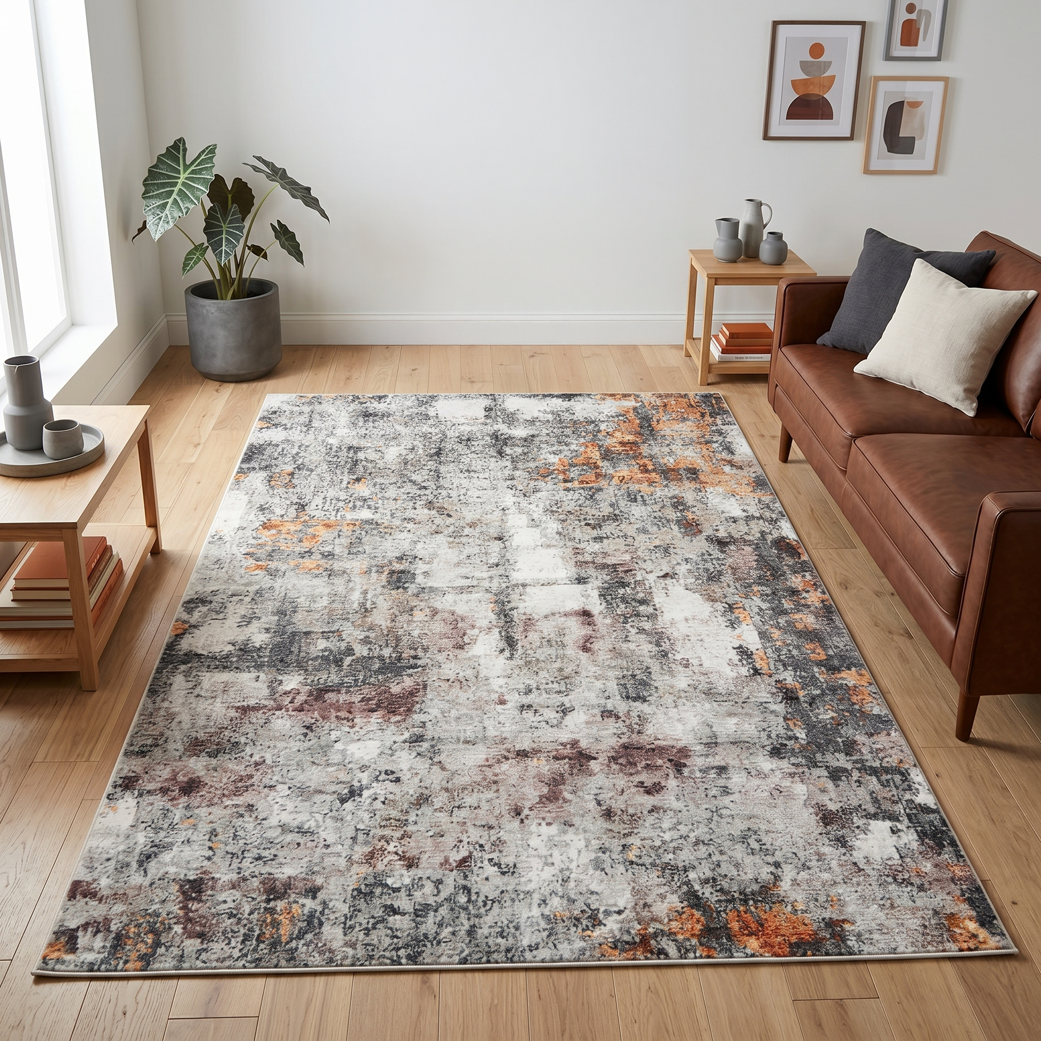 Tapis Bari Abstrait Multicolore Antidérapant