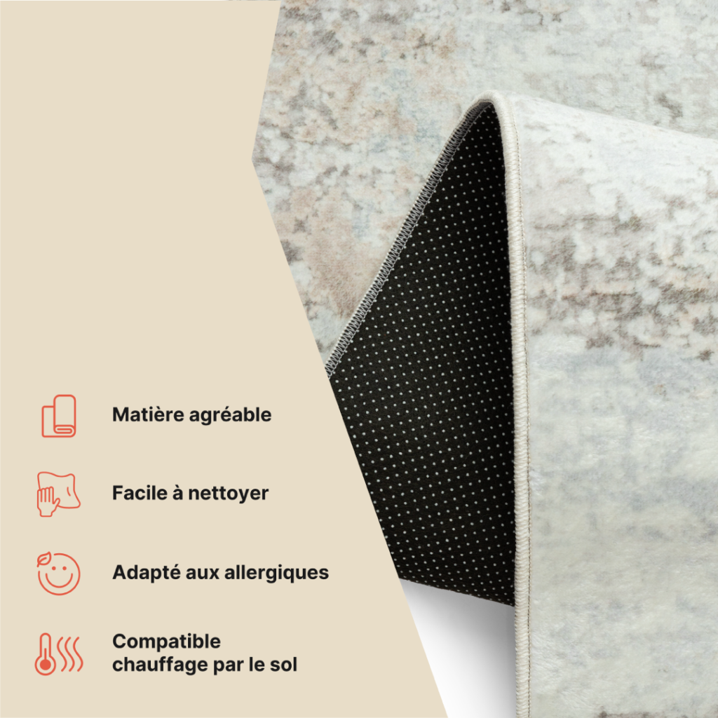 Tapis Venezia Moderne Abstrait Crème Marron Antidérapant