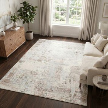 Tapis Venezia Moderne Abstrait Crème Marron Antidérapant