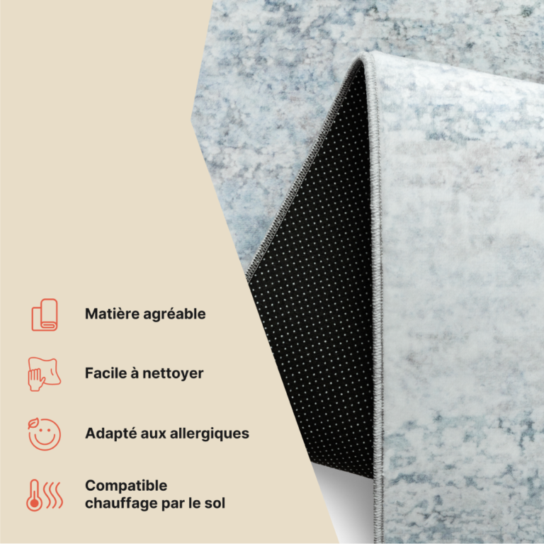 Tapis Venezia Abstrait Moderne Bleu Gris Blanc Antidérapant