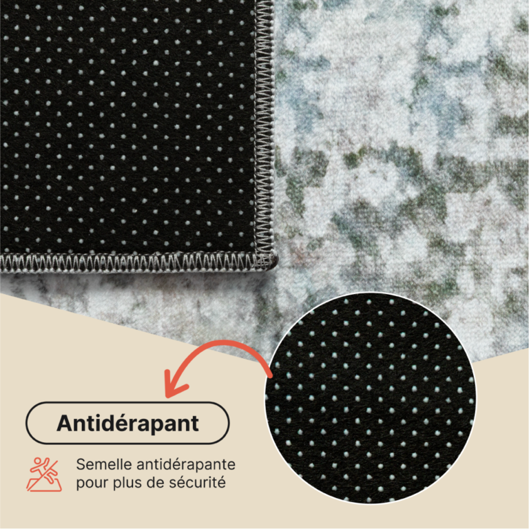 Tapis Venezia Abstrait Moderne Bleu Gris Blanc Antidérapant