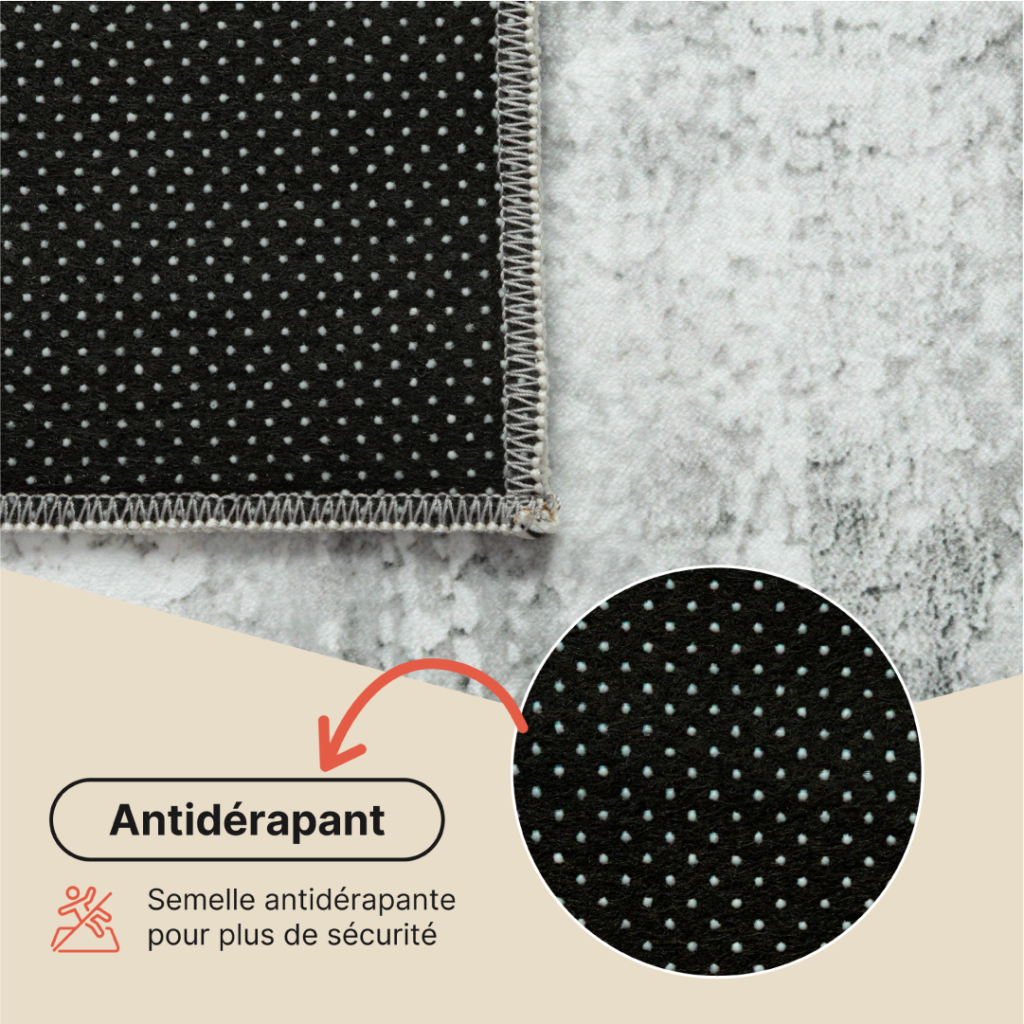 Tapis Bari Abstrait Gris Clair Antidérapant