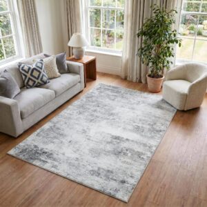 Tapis Bari Abstrait Gris Clair Antidérapant